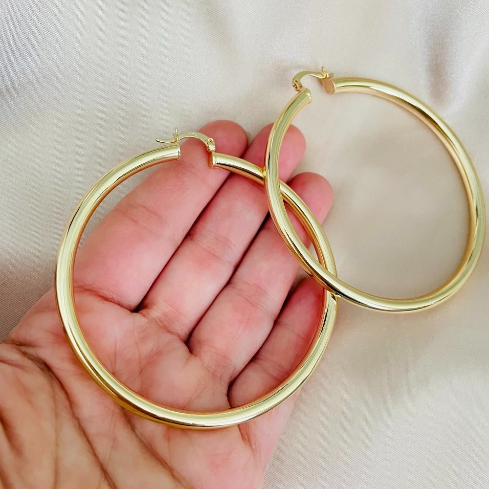 Large Hoop Earrings Circle Endless Huggie Big Hoops Earring, Oversize Earring